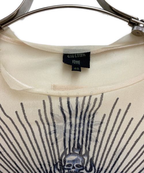 Jean Paul GAULTIER（ジャンポールゴルチェ）Jean Paul GAULTIER (ジャンポールゴルチェ) 96SS/Archive/SAFE SEX FOREVER パワーネットセカンドスキンカットソー ベージュ サイズ:40の古着・服飾アイテム