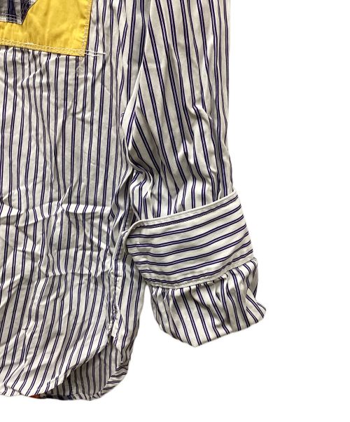 COMME des GARCONS JUNYA WATANABE MAN（コム デ ギャルソン ジュンヤ ワタナベ マン）COMME des GARCONS JUNYA WATANABE MAN (コム デ ギャルソン ジュンヤ ワタナベ マン) 綿ストライプ×多素材パッチワーク長袖シャツ ブルー サイズ:Mの古着・服飾アイテム