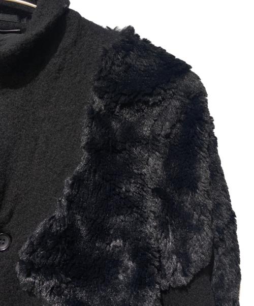 COMME des GARCONS HOMME PLUS（コムデギャルソンオムプリュス）COMME des GARCONS HOMME PLUS (コムデギャルソンオムプリュス) 23AW ファー切替縮絨ジャケット ブラック サイズ:Sの古着・服飾アイテム