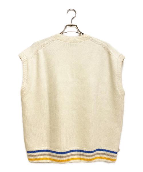 Dior（ディオール）Dior (ディオール) ロゴインターシャVネックセーター アイボリー サイズ:Lの古着・服飾アイテム