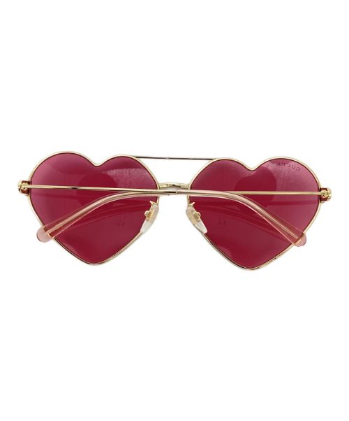 GUCCI（グッチ）GUCCI (グッチ) Heart Lens Sunglasses (ハートレンズサングラス) ピンク サイズ:62□15 140の古着・服飾アイテム