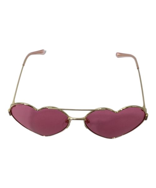 GUCCI（グッチ）GUCCI (グッチ) Heart Lens Sunglasses (ハートレンズサングラス) ピンク サイズ:62□15 140の古着・服飾アイテム