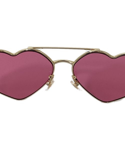 GUCCI（グッチ）GUCCI (グッチ) Heart Lens Sunglasses (ハートレンズサングラス) ピンク サイズ:62□15 140の古着・服飾アイテム