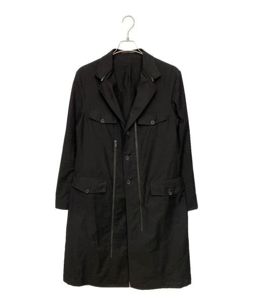 Yohji Yamamoto pour homme（ヨウジヤマモト プールオム）Yohji Yamamoto pour homme (ヨウジヤマモト プールオム) 23AW COTTON TWILL COAT WITH LONG ZIPPER DETAILS ブラック サイズ:2の古着・服飾アイテム
