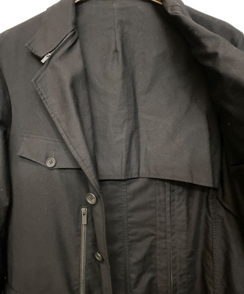 Yohji Yamamoto pour homme（ヨウジヤマモト プールオム）Yohji Yamamoto pour homme (ヨウジヤマモト プールオム) 23AW COTTON TWILL COAT WITH LONG ZIPPER DETAILS ブラック サイズ:2の古着・服飾アイテム