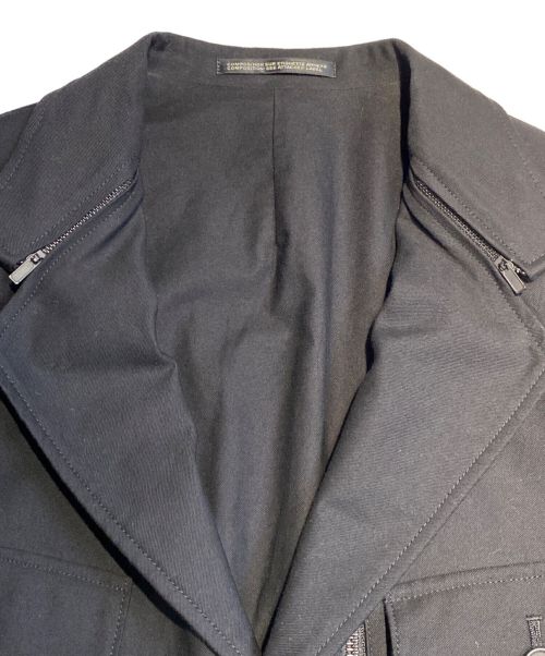 Yohji Yamamoto pour homme（ヨウジヤマモト プールオム）Yohji Yamamoto pour homme (ヨウジヤマモト プールオム) 23AW COTTON TWILL COAT WITH LONG ZIPPER DETAILS ブラック サイズ:2の古着・服飾アイテム