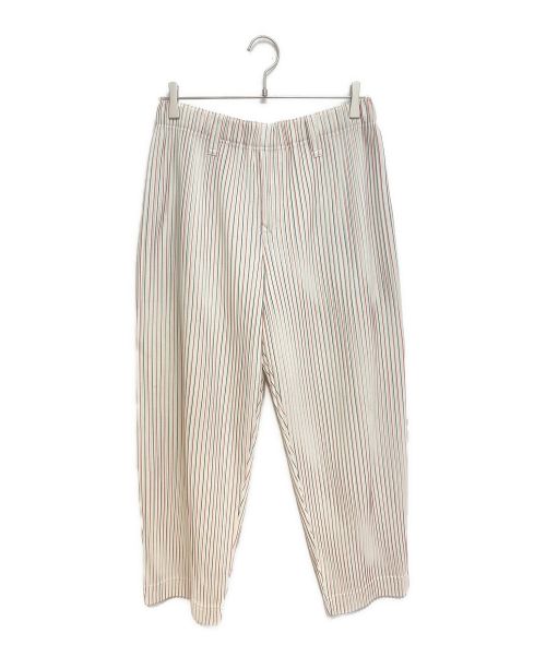 HOMME PLISSE ISSEY MIYAKE（オム プリッセ イッセイ ミヤケ）HOMME PLISSE ISSEY MIYAKE (オムプリッセ イッセイ ミヤケ) ストライププリーツワイドパンツ ベージュ サイズ:2の古着・服飾アイテム