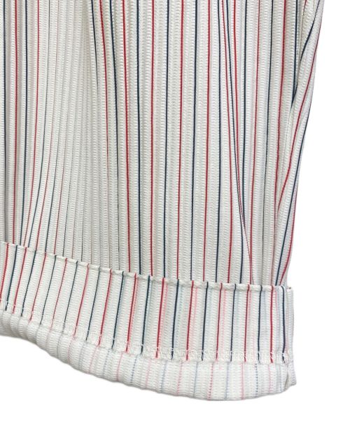 HOMME PLISSE ISSEY MIYAKE（オム プリッセ イッセイ ミヤケ）HOMME PLISSE ISSEY MIYAKE (オムプリッセ イッセイ ミヤケ) ストライププリーツワイドパンツ ベージュ サイズ:2の古着・服飾アイテム