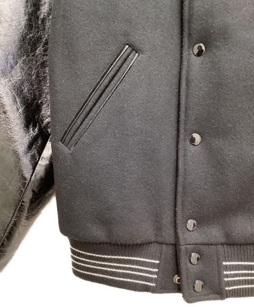 Saint Laurent Paris（サンローランパリ）Saint Laurent Paris (サンローランパリ) レザースリーブテディジャケット ブラック サイズ:36の古着・服飾アイテム