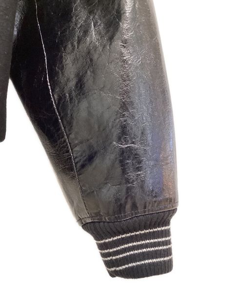 Saint Laurent Paris（サンローランパリ）Saint Laurent Paris (サンローランパリ) レザースリーブテディジャケット ブラック サイズ:36の古着・服飾アイテム