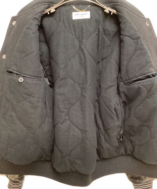 Saint Laurent Paris（サンローランパリ）Saint Laurent Paris (サンローランパリ) レザースリーブテディジャケット ブラック サイズ:36の古着・服飾アイテム