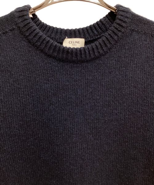 CELINE（セリーヌ）CELINE (セリーヌ) カシミヤクルーネックニット ネイビー サイズ:Lの古着・服飾アイテム