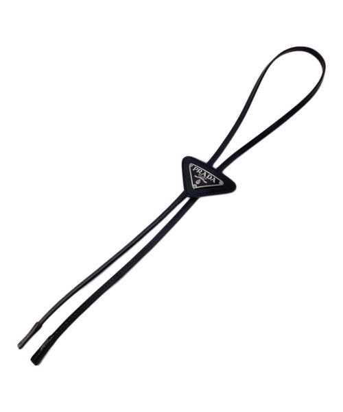 PRADA（プラダ）PRADA (プラダ) Triangle Logo Plate Loop Tie（三角ロゴプレートループタイ） ブラック サイズ:-の古着・服飾アイテム