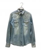 DOLCE & GABBANAドルチェ＆ガッバーナ）の古着「ヴィンテージ加工ウエスタンデニムシャツ」｜スカイブルー