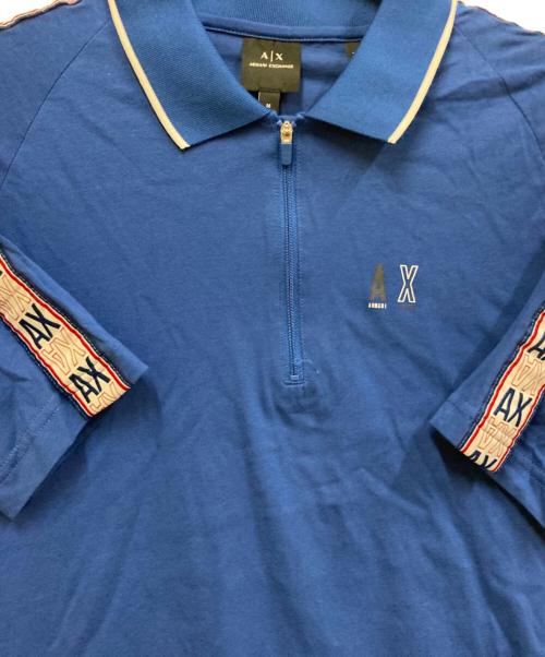ARMANI EXCHANGE（アルマーニ エクスチェンジ）ARMANI EXCHANGE (アルマーニ エクスチェンジ) ロゴジッパーポロシャツ ブルー サイズ:Mの古着・服飾アイテム