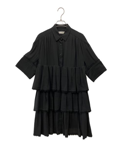 TARO HORIUCHI（タロウホリウチ）TARO HORIUCHI (タロウホリウチ) 半袖フリルワンピース ブラック サイズ:Fの古着・服飾アイテム