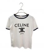 CELINEセリーヌ）の古着「リンガーＴシャツ」｜ホワイト×ネイビー
