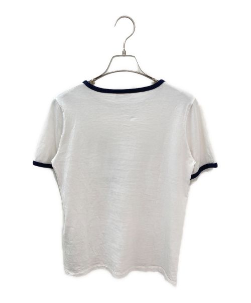 CELINE（セリーヌ）CELINE (セリーヌ) リンガーＴシャツ ホワイト×ネイビー サイズ:XSの古着・服飾アイテム