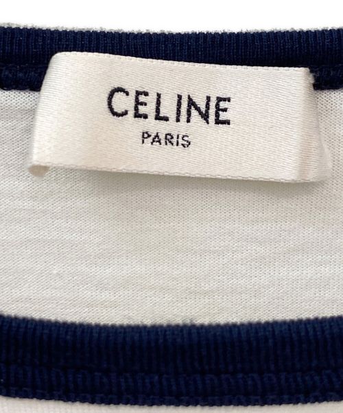 CELINE（セリーヌ）CELINE (セリーヌ) リンガーＴシャツ ホワイト×ネイビー サイズ:XSの古着・服飾アイテム