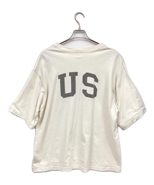 BLURHMS（ブラームス）BLURHMS (ブラームス) cotton rayon 88/12 print tee ベージュ サイズ:2の古着・服飾アイテム