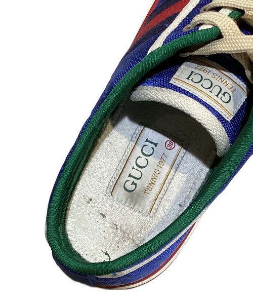 GUCCI（グッチ）GUCCI (グッチ) 1977 TENNIS WEB LINE SNERKERS（テニスウェブラインスニーカー） ブルー サイズ:38の古着・服飾アイテム
