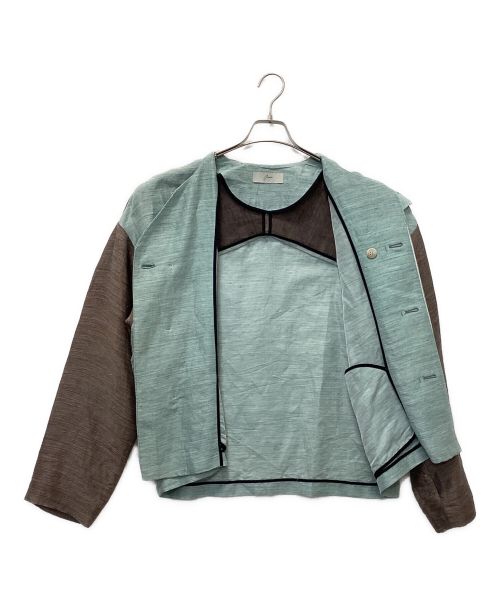 amachi.（アマチ）amachi. (アマチ) リネンキュプラノーカラージャケット スカイブルー サイズ:5の古着・服飾アイテム