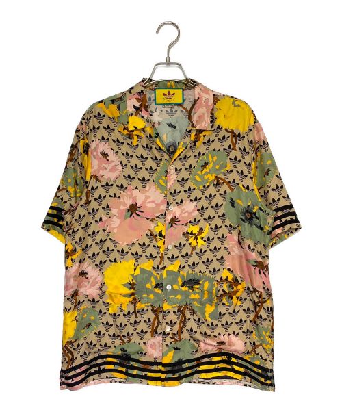 GUCCI（グッチ）GUCCI (グッチ) adidas (アディダス) 総柄オープンカラーシルクシャツ ベージュ サイズ:44の古着・服飾アイテム