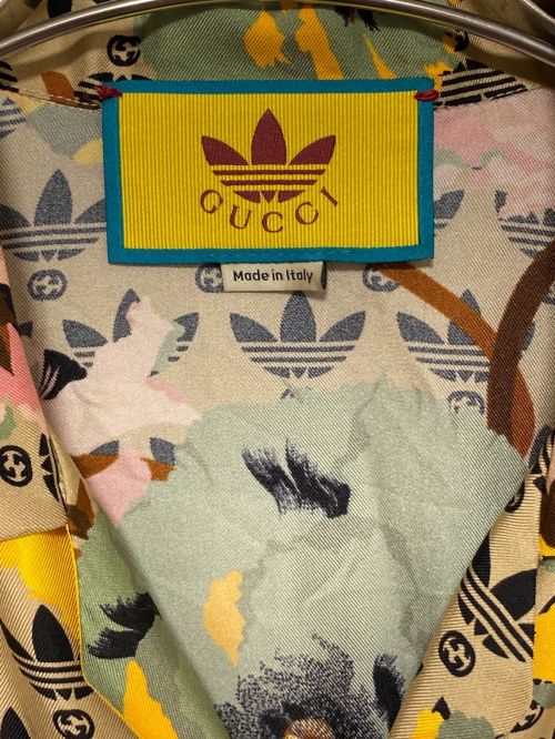 GUCCI（グッチ）GUCCI (グッチ) adidas (アディダス) 総柄オープンカラーシルクシャツ ベージュ サイズ:44の古着・服飾アイテム