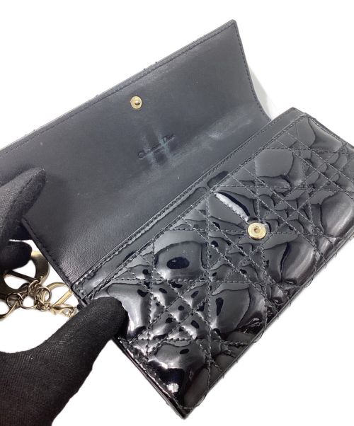 Christian Dior（クリスチャン ディオール）Christian Dior (クリスチャン ディオール) カナージュステッチロングウォレット ブラック サイズ:-の古着・服飾アイテム
