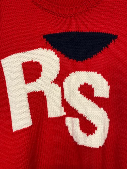 RAF SIMONS（ラフシモンズ）RAF SIMONS (ラフシモンズ) Virgin Wool Oversized RS Sweater レッド サイズ:Sの古着・服飾アイテム