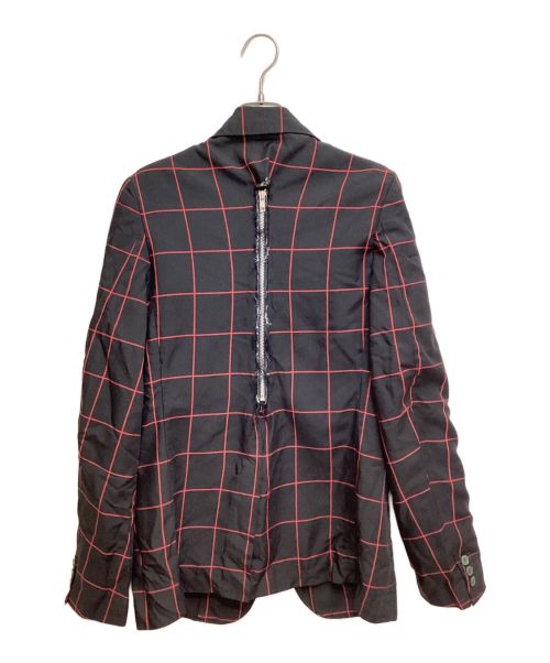BLACK COMME des GARCONS（ブラックコムデギャルソン）BLACK COMME des GARCONS (ブラック コムデギャルソン) 23AW バックジップチェックジャケット ブラック サイズ:Lの古着・服飾アイテム