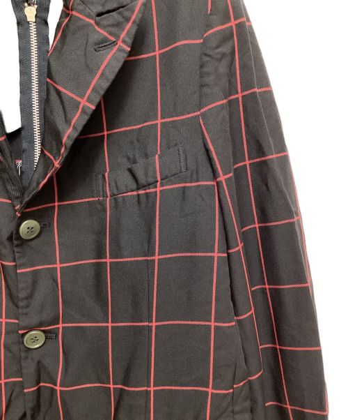 BLACK COMME des GARCONS（ブラックコムデギャルソン）BLACK COMME des GARCONS (ブラック コムデギャルソン) 23AW バックジップチェックジャケット ブラック サイズ:Lの古着・服飾アイテム