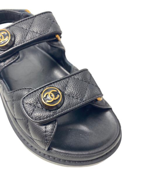 CHANEL（シャネル）CHANEL (シャネル) マトラッセ レザー サンダル ブラック サイズ:37の古着・服飾アイテム