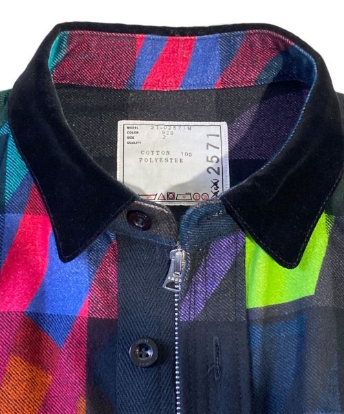 sacai（サカイ）sacai (サカイ) KAWS (カウズ) Plaid Shirt CAMOUFLAGE マルチカラー サイズ:2の古着・服飾アイテム