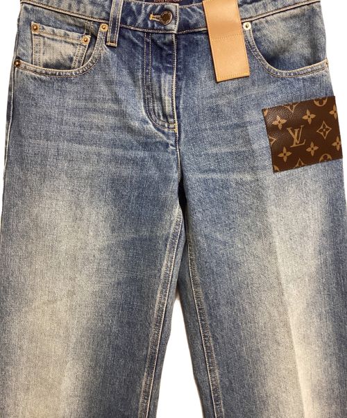 LOUIS VUITTON（ルイ ヴィトン）LOUIS VUITTON (ルイ ヴィトン) ストーンウォッシュモノグラムパッチブーツカットジーンズ ブルー サイズ:36の古着・服飾アイテム