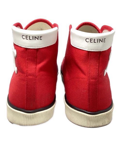 CELINE（セリーヌ）CELINE (セリーヌ) Triomphe High Cut Sneakers（トリオンフハイカットスニーカー） レッド サイズ:38の古着・服飾アイテム