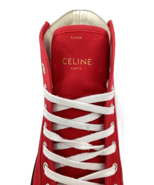 CELINE（セリーヌ）CELINE (セリーヌ) Triomphe High Cut Sneakers（トリオンフハイカットスニーカー） レッド サイズ:38の古着・服飾アイテム