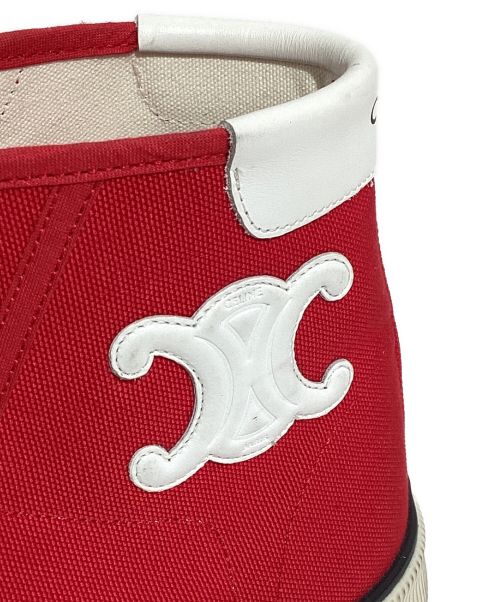 CELINE（セリーヌ）CELINE (セリーヌ) Triomphe High Cut Sneakers（トリオンフハイカットスニーカー） レッド サイズ:38の古着・服飾アイテム