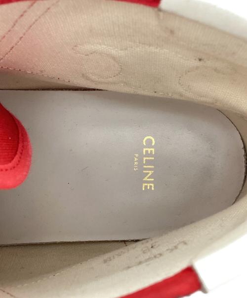 CELINE（セリーヌ）CELINE (セリーヌ) Triomphe High Cut Sneakers（トリオンフハイカットスニーカー） レッド サイズ:38の古着・服飾アイテム