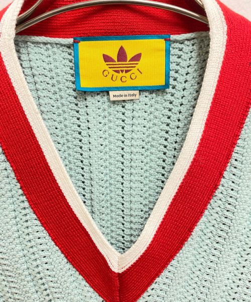 GUCCI（グッチ）GUCCI (グッチ) adidas (アディダス) ニットベスト ブルー サイズ:Sの古着・服飾アイテム