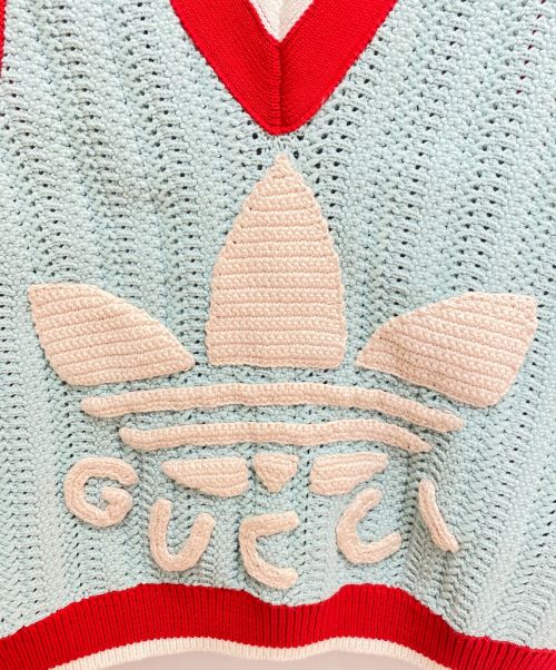 GUCCI（グッチ）GUCCI (グッチ) adidas (アディダス) ニットベスト ブルー サイズ:Sの古着・服飾アイテム