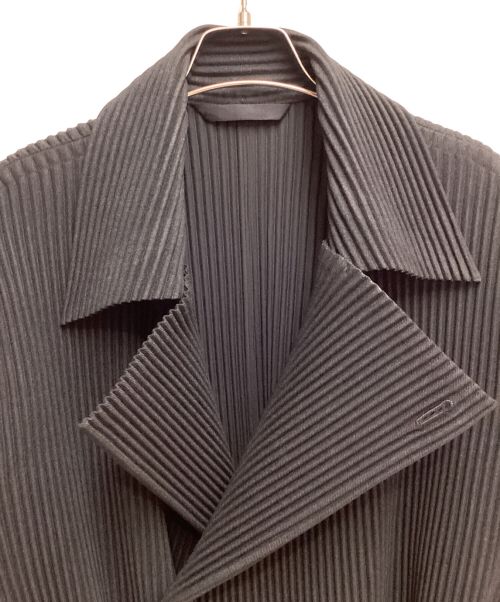 HOMME PLISSE ISSEY MIYAKE（オム プリッセ イッセイ ミヤケ）HOMME PLISSE ISSEY MIYAKE (オムプリッセ イッセイ ミヤケ) WOOL LIKE LIGHT COAT ブラック サイズ:3の古着・服飾アイテム