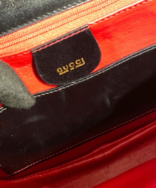 GUCCI（グッチ）GUCCI (グッチ) レザーハンドバッグ ブラックの古着・服飾アイテム