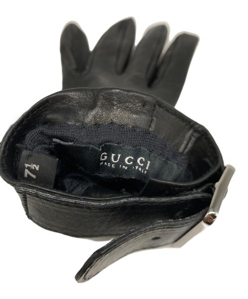 GUCCI（グッチ）GUCCI (グッチ) レザーグローブ ブラック サイズ:7 1/2の古着・服飾アイテム