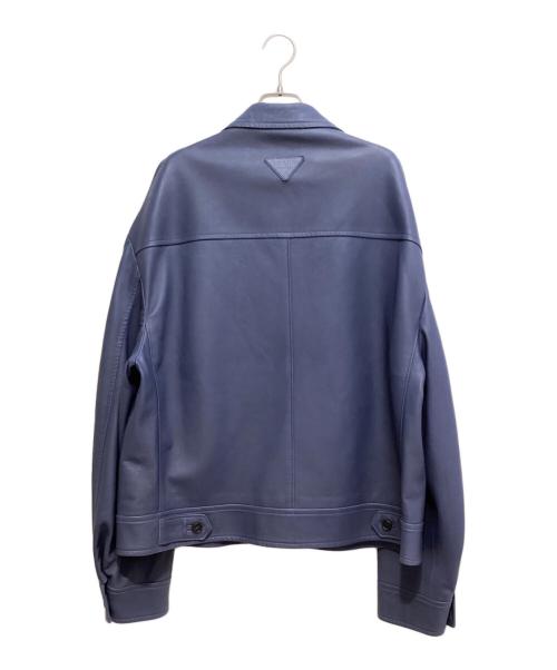 PRADA（プラダ）PRADA (プラダ) ナッパレザー ブルゾンレザージャケット ブルー サイズ:50の古着・服飾アイテム