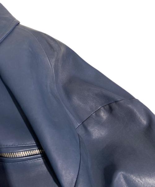 PRADA（プラダ）PRADA (プラダ) ナッパレザー ブルゾンレザージャケット ブルー サイズ:50の古着・服飾アイテム