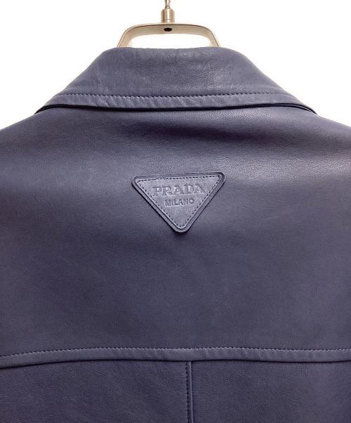 PRADA（プラダ）PRADA (プラダ) ナッパレザー ブルゾンレザージャケット ブルー サイズ:50の古着・服飾アイテム