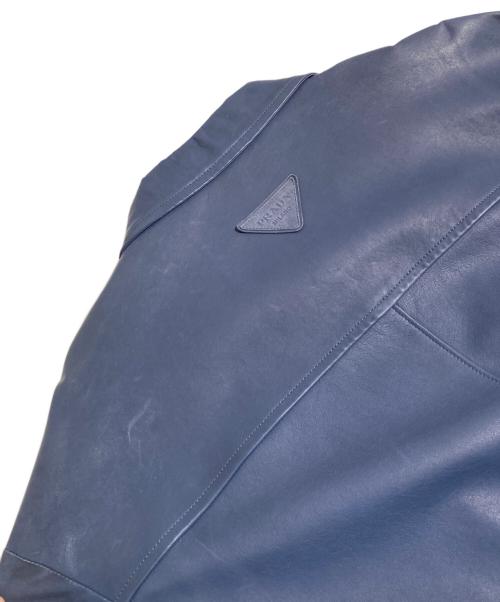 PRADA（プラダ）PRADA (プラダ) ナッパレザー ブルゾンレザージャケット ブルー サイズ:50の古着・服飾アイテム