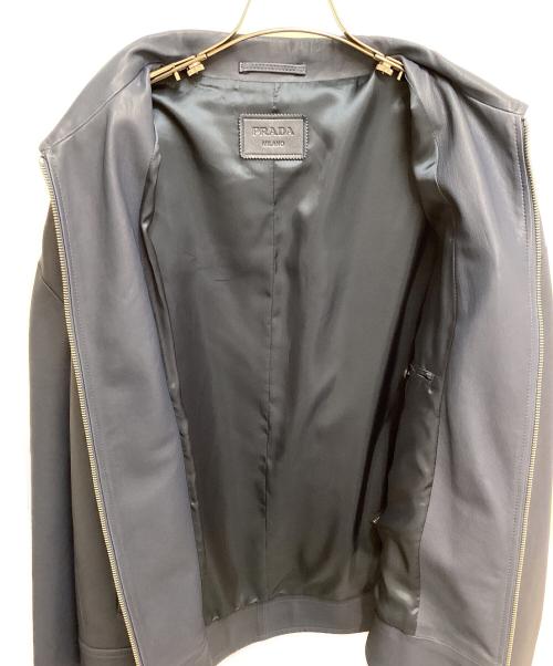 PRADA（プラダ）PRADA (プラダ) ナッパレザー ブルゾンレザージャケット ブルー サイズ:50の古着・服飾アイテム