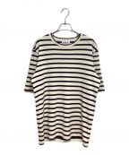 JIL SANDER+ジルサンダープラス）の古着「ボーダーカットソー」｜ベージュ×ブラック